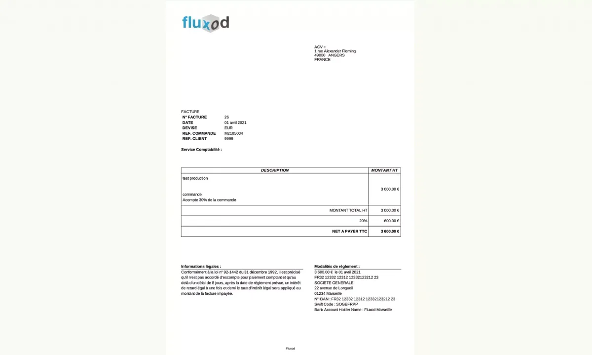 Fluxod - PDF facture